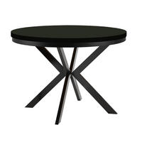 ESSTISCH Runder ENDIK mit Ring-Gestell und Metallbeinen, Durchmesser: 90/190 cm, Farbe: Schwarz - Schwarz, Metall (190/90/77cm) - Dekori_Interiors