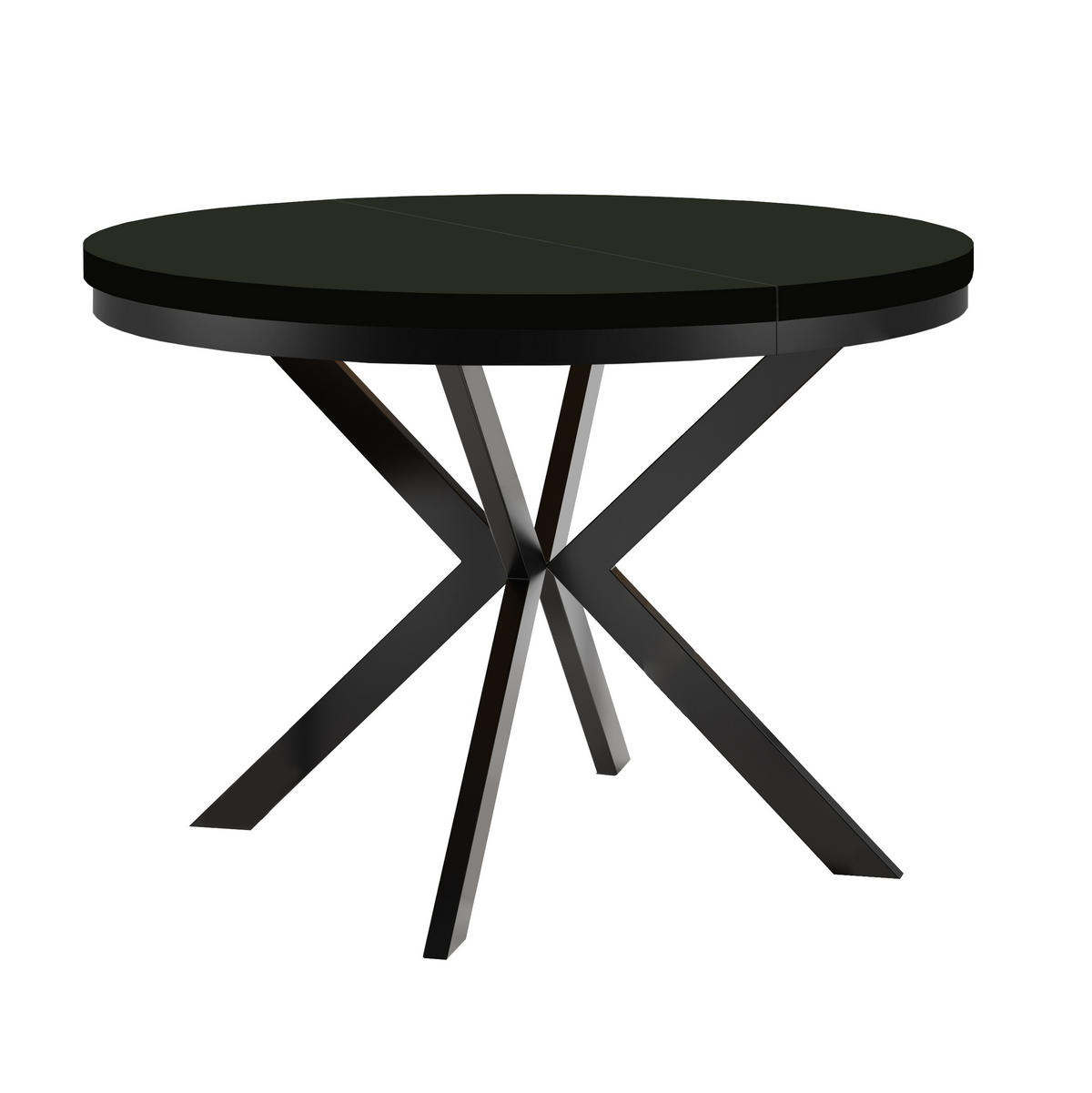 ESSTISCH Runder ENDIK mit Ring-Gestell und Metallbeinen, Durchmesser: 90/190 cm, Farbe: Schwarz - Schwarz, Metall (190/90/77cm) - Dekori_Interiors