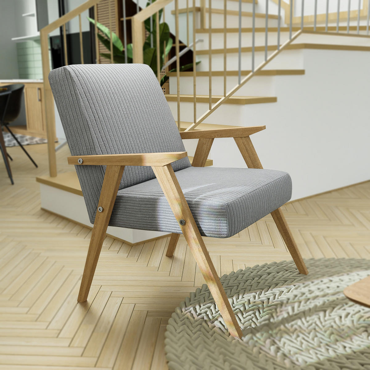 SESSEL PRL Holzgestell, 59/63/81 cm Hellgrau - Hellgrau, Holz/Textil (59/81/63cm) - Idohome