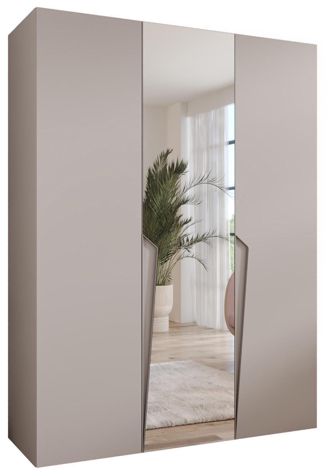 Abiks Möbel Drehtürenschrank Beige, Beige 150x202x52 cm