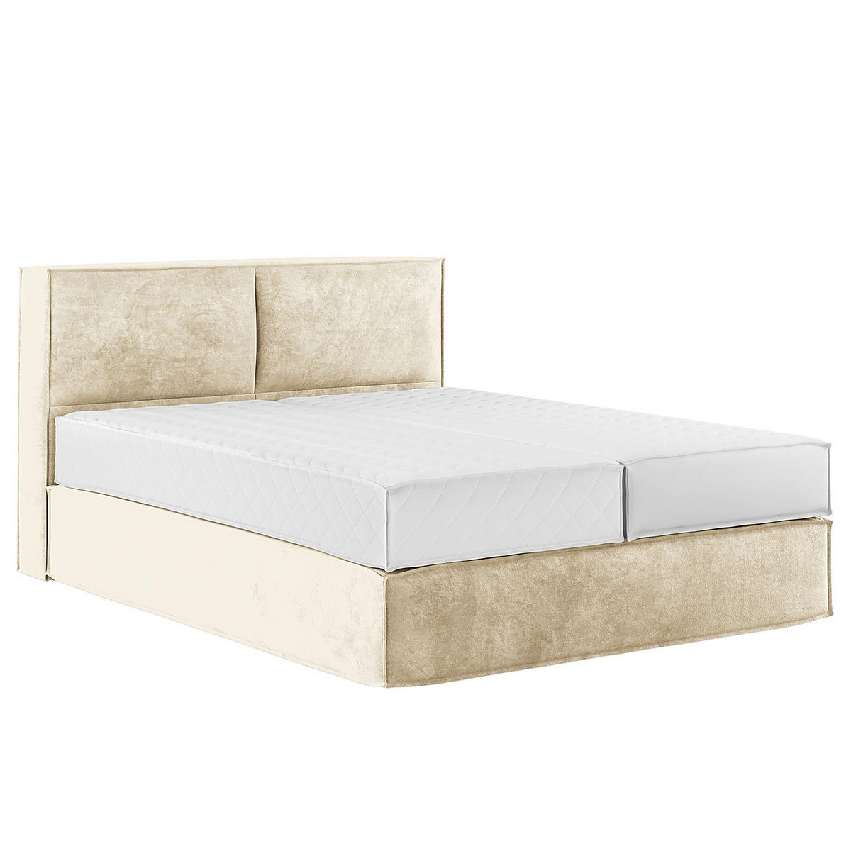 BOXSPRINGBETT mit Kopfteil - Premium - Beige, Textil (160/200cm) - home24