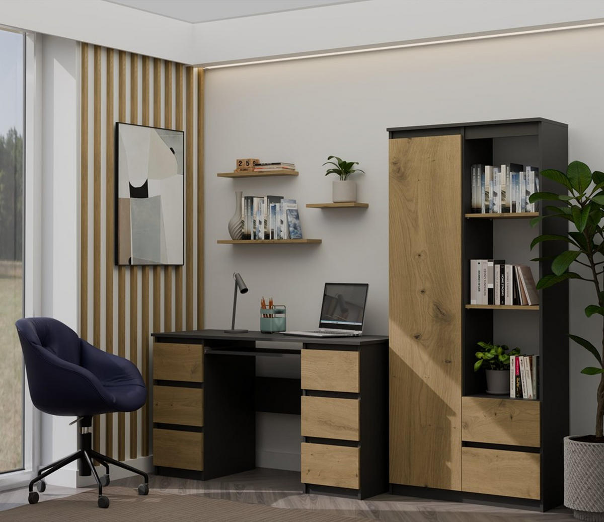 BÜCHERREGAL Anthrazit, Artisan 80/180/35 - Anthrazit, Holzwerkstoff (80/180/35cm) - RAUMHIRSCH FURNITURE