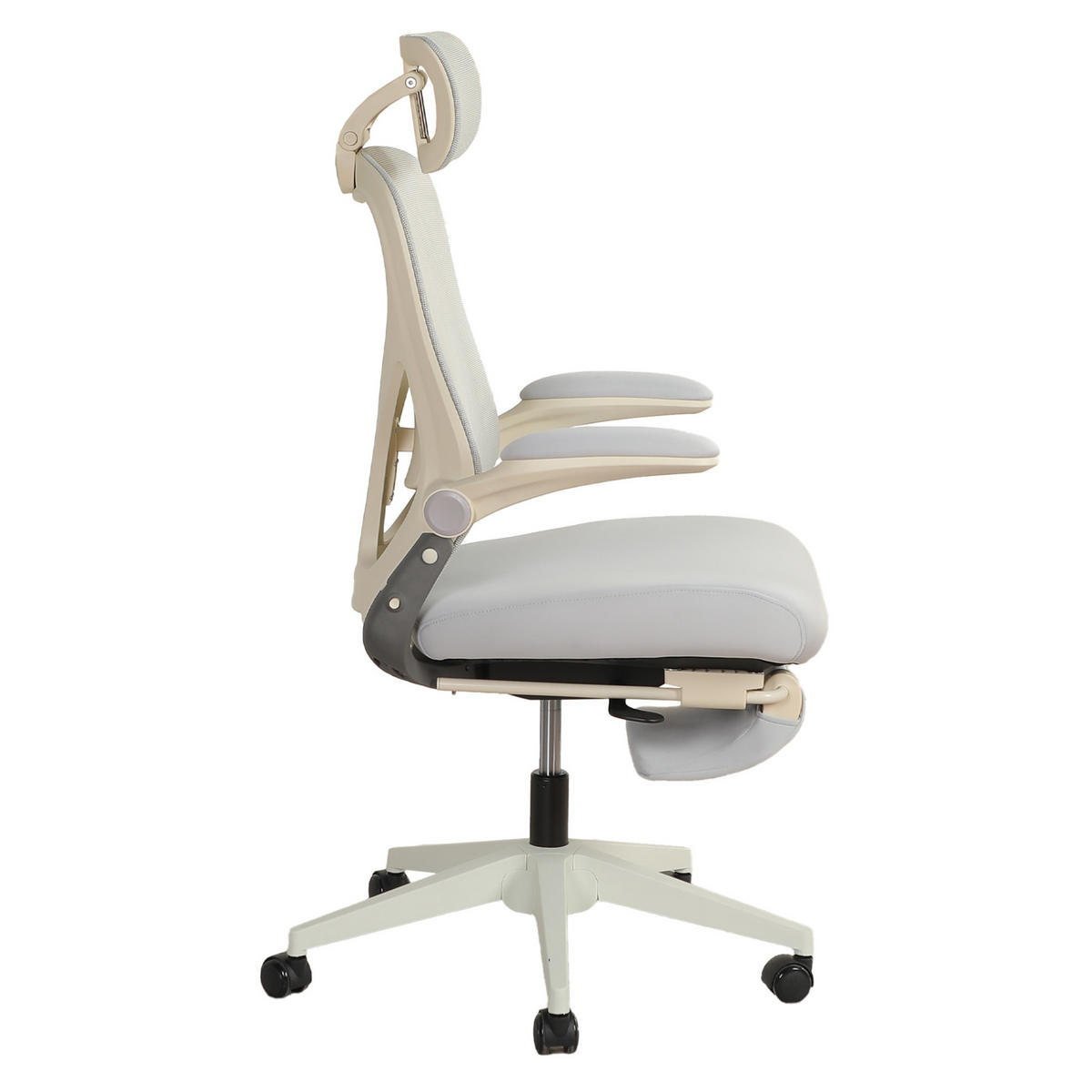 DREHSTUHL 67/67/129 cm grau aus Schaumstoff mit klappbarer Rückenlehne und Taillenstütze - Grau, Kunststoff (62/129/48.5cm) - OKWISH