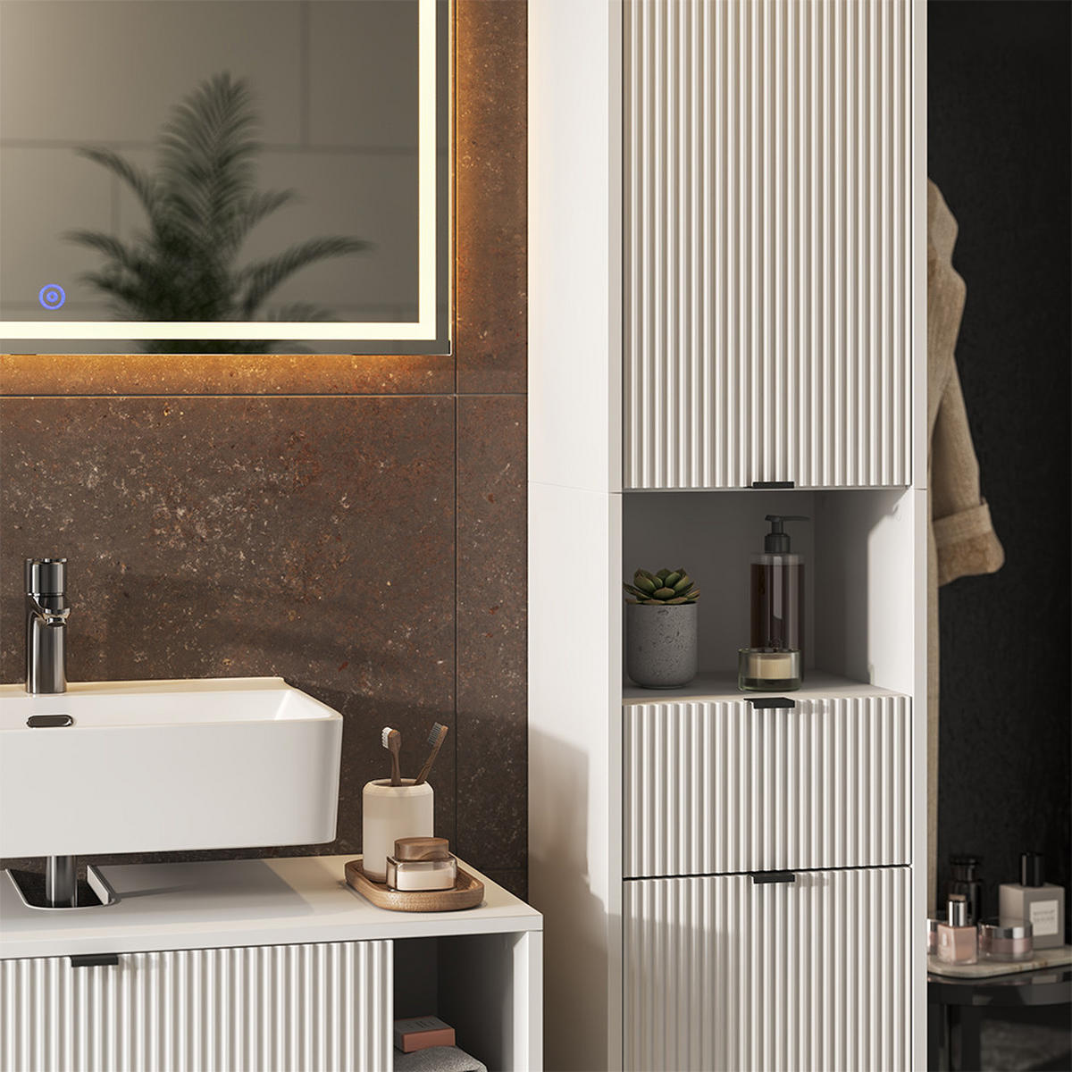 BADMÖBEL-SET Eliza Weiß 3 Teile - Weiß, Holzwerkstoff (100/63/45.1cm) - Vicco