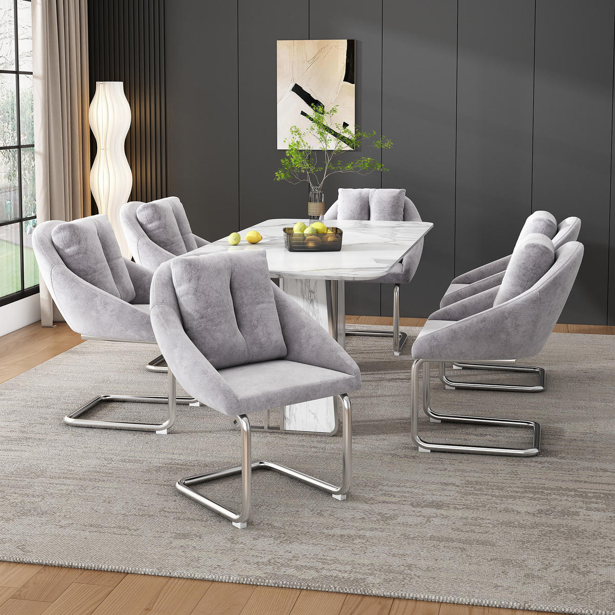 SCHWINGSTUHL DE-35649 4er-Set mit Samtpolsterung Grau - Grau, Metall (59/82/65cm) - ComfortXL