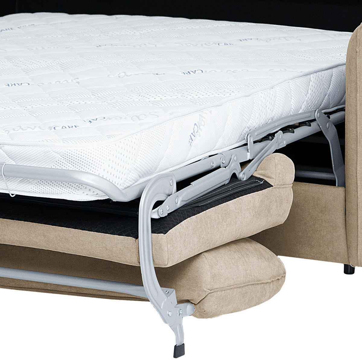 SCHLAFSOFA mit Matratze - Taupe/Schwarz, Kunststoff/Textil (194/86/104cm) - home24