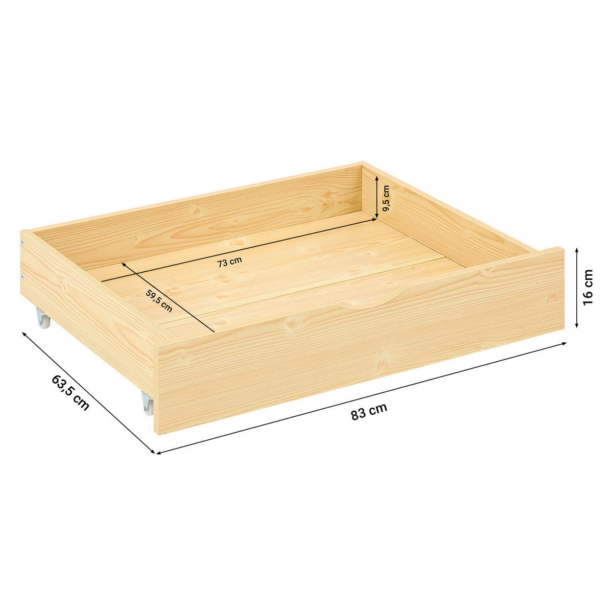 HOLZBETT Natur 160/200 cm Doppelbett mit Schubladen - Naturfarben, Holz (160/200cm) - Homestyle4u