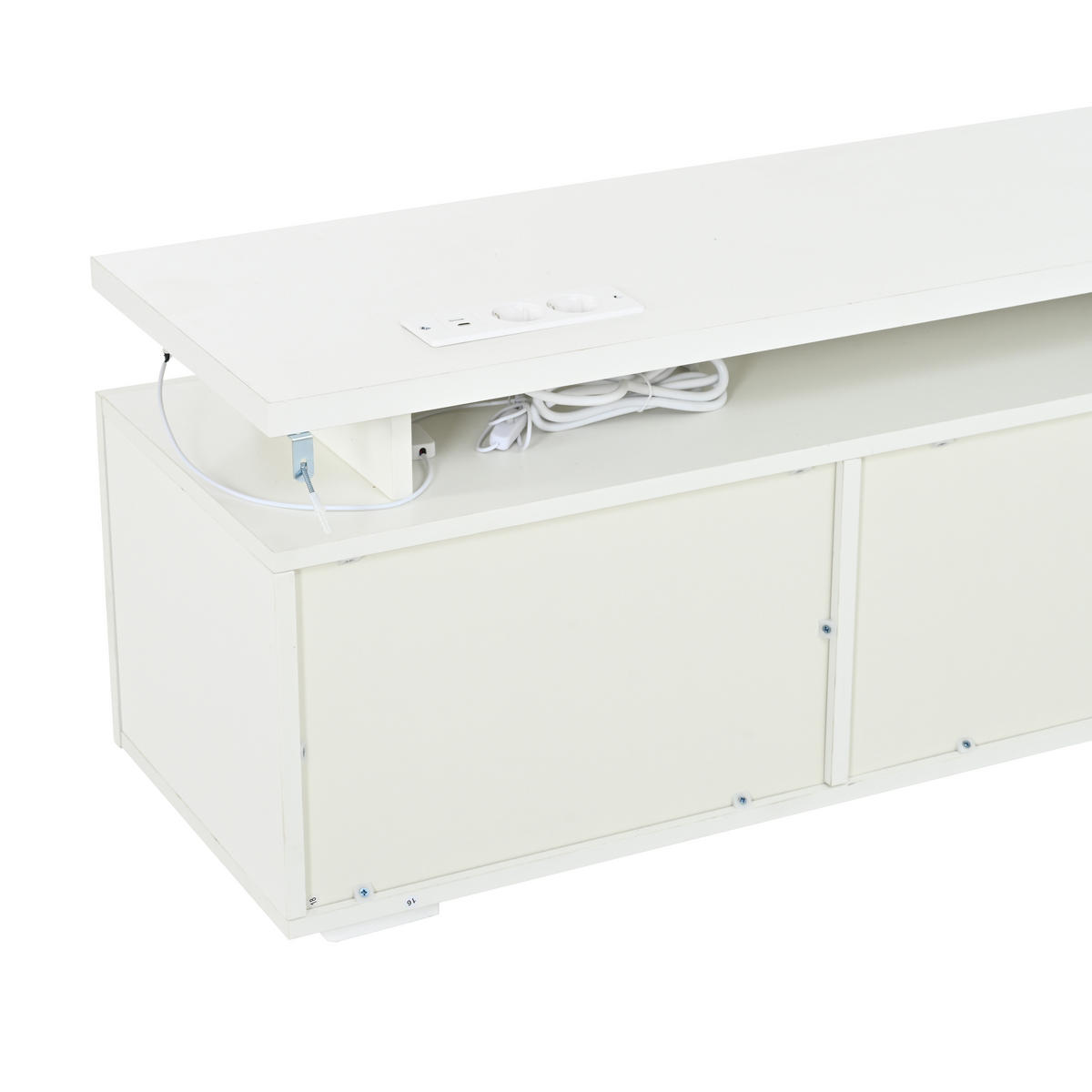 TV niska komoda 180/35/42 cm u bijeloj boji s RGB LED rasvjetom i prostorom za odlaganje - bijela/crna, drvni materijal (180/42/35cm) - CHICFURN