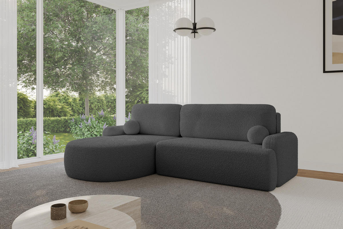 ECKSOFA mit Schlaffunktion und Bettkasten LIRA-L - 264x172x89 Grau - Grau, Holzwerkstoff/Textil (264/172cm) - ALTDECOR