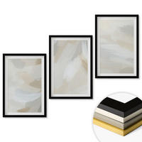 WANDBILDER 3er-Set - 40x60 cm Schwarzer Rahmen - Abstrakter Pinselhintergrund - Schwarz, Kunststoff (40/60cm) - ArtPrintCave