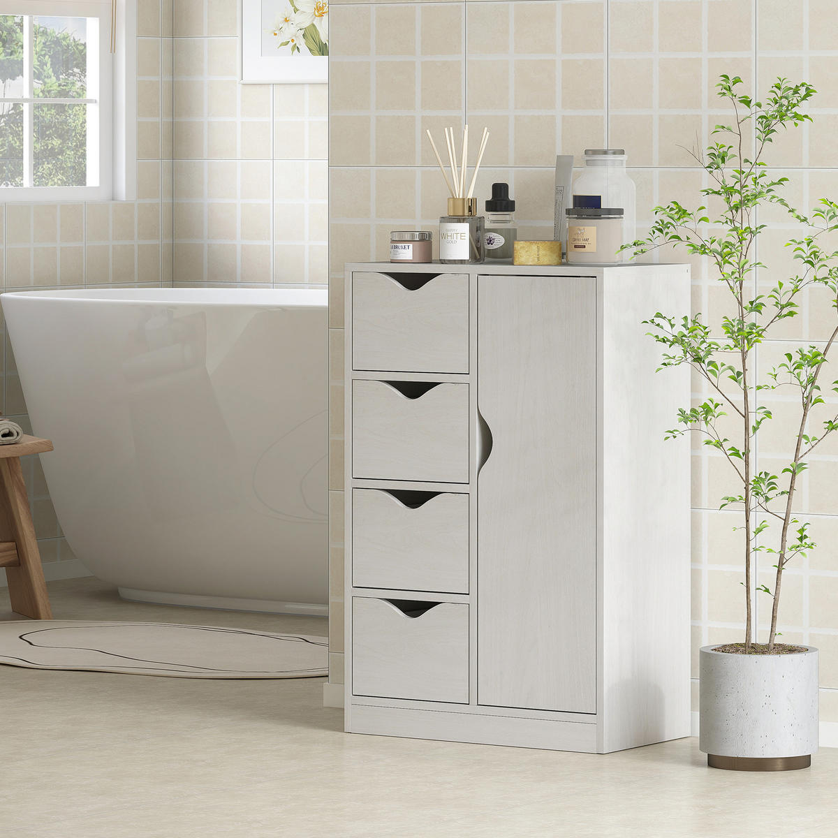 KOMMODE DE-12364 54/29/83 cm Weiß - Weiß, Holzwerkstoff (54/83/29cm) - ComfortXL