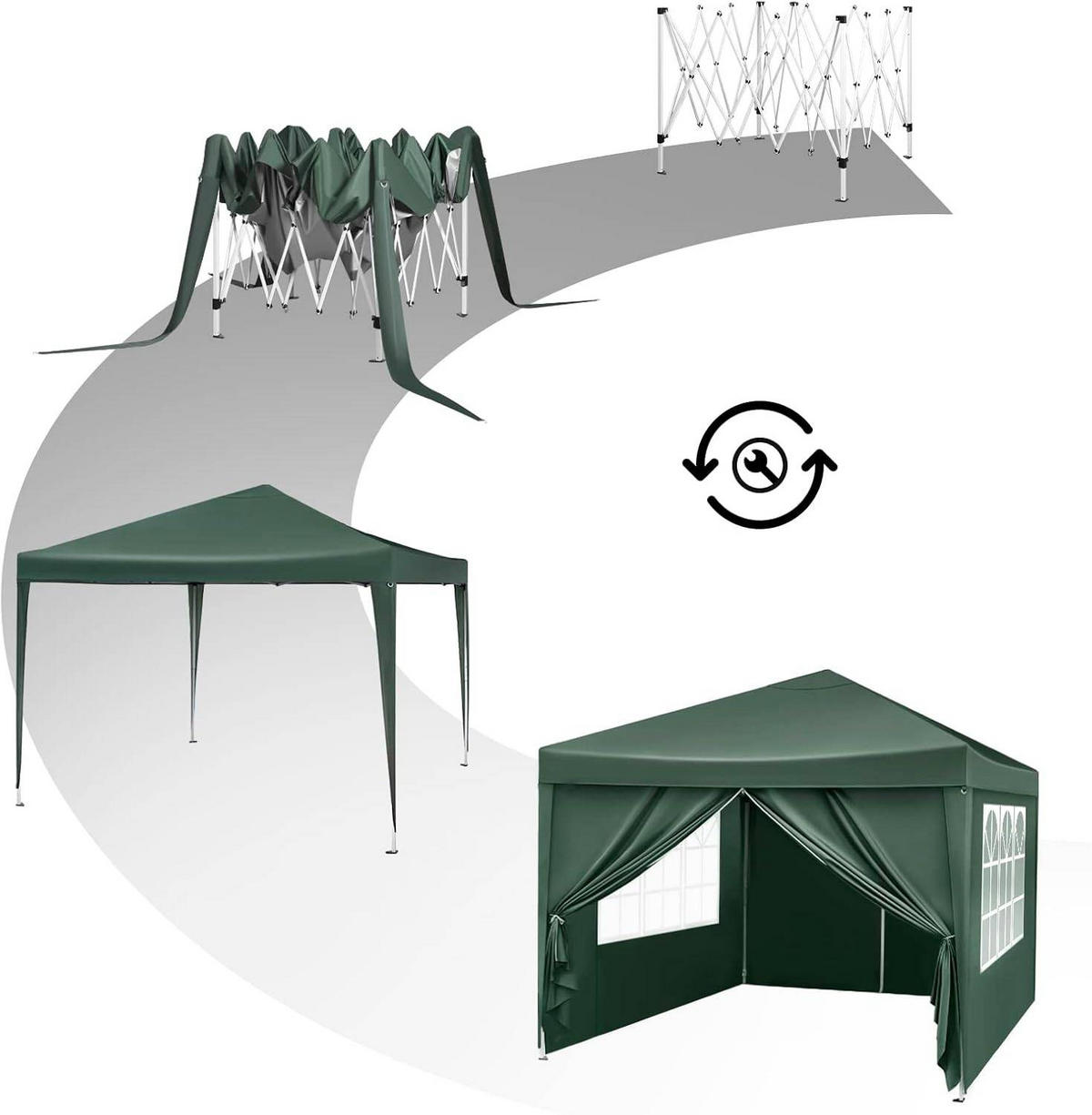 PAVILLON Pop-Up wasserdichter Faltpavillon, aus Oxford Metallrahmen 3 x 3 m - Grün, Metall (300/300/260cm) - Woltu