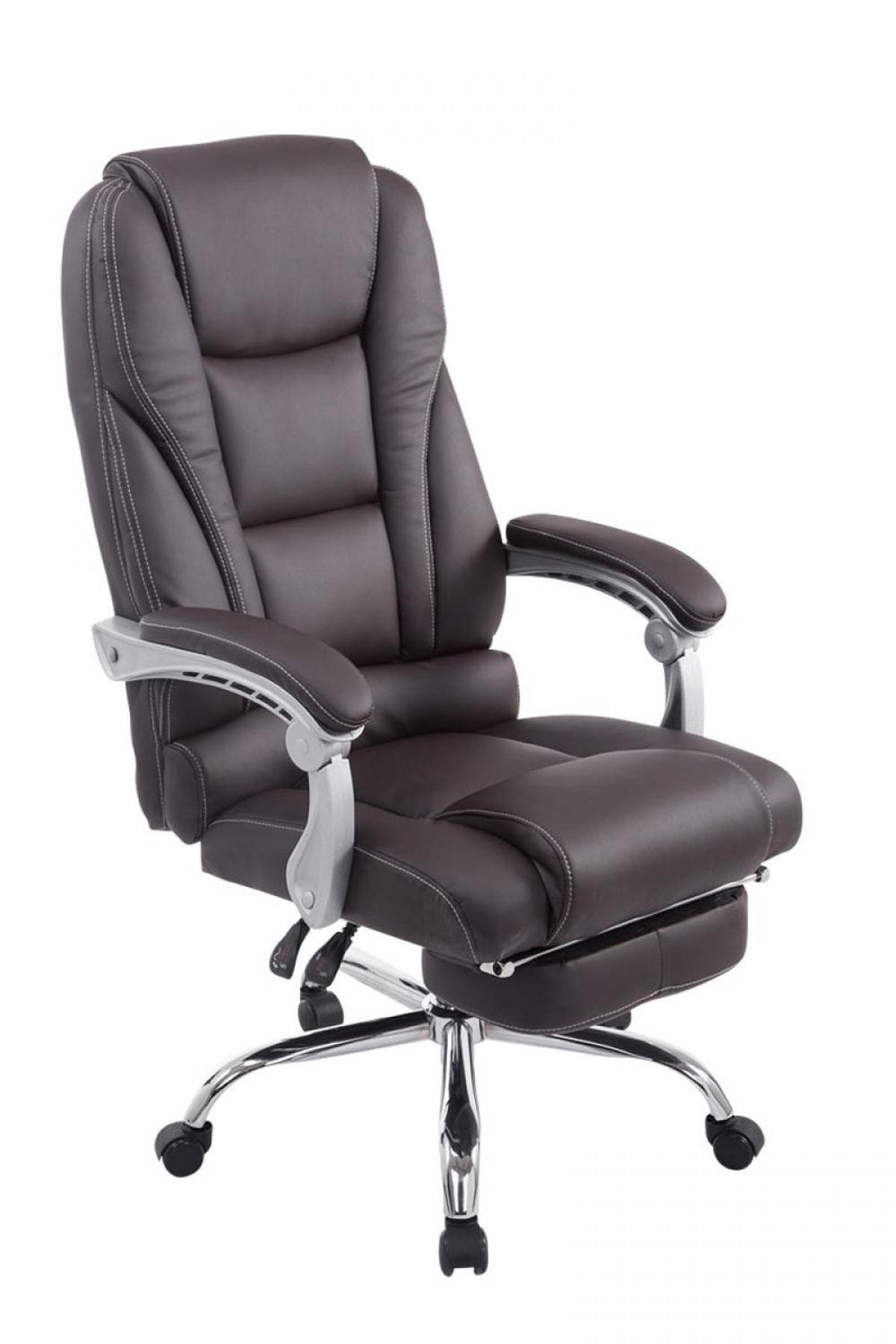 CHEFSESSEL Lederlook braun - Chromfarben/Braun, Textil/Metall (68/118/64cm) - CLP
