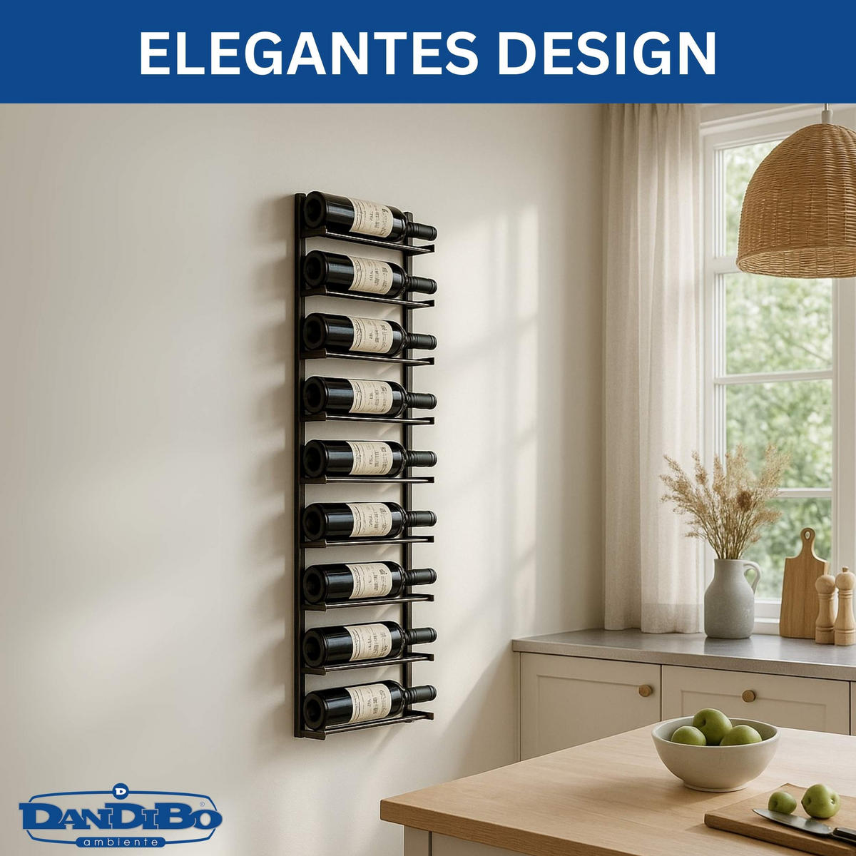 WEINREGAL Metall Wand Schwarz Modern - Schwarz, Metall (31.5/97/9cm) - DanDiBo