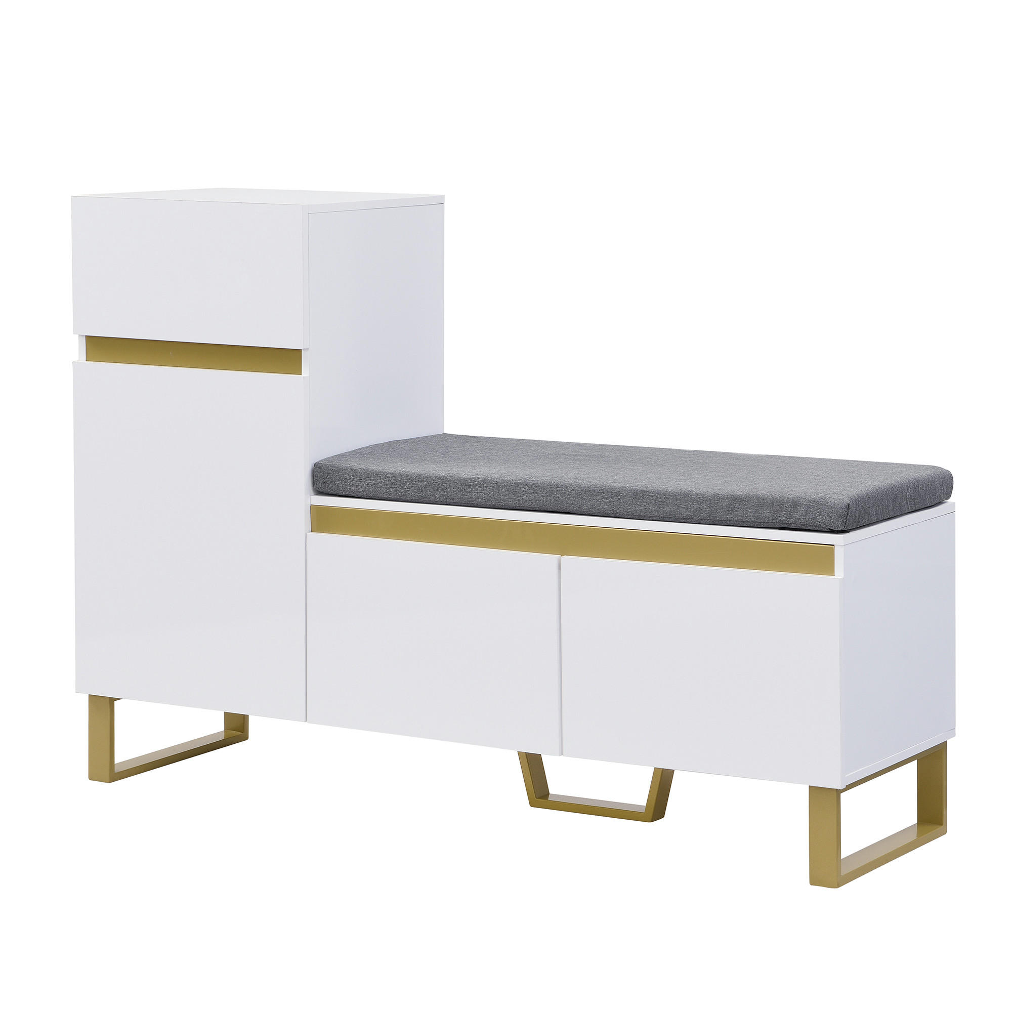 SCHUHSCHRANK DE-37673 120/35/85 cm mit Sitzbank Weiß - Weiß, Holzwerkstoff (120/85/35cm) - ComfortXL