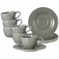 ESPRESSOTASSEN MIT UNTERTASSEN Beat Color Glaze Perlgrau 100 ml 6er Set - Grau, Keramik (13.7/6.3/13.7cm) - Seltmann Weiden