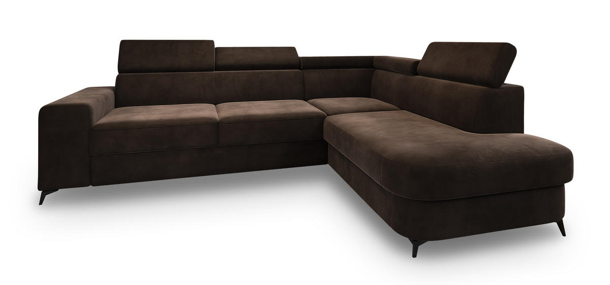 ROHOVÁ SEDAČKA ALVORO hnědá - černá/hnědá, kov/dřevo (253/190cm) - MASSENO