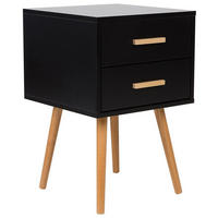 NACHTTISCH schwarz 2 Schubladen Alabama - Hellbraun/Schwarz, Holzwerkstoff (40/62/40cm) - Beliani