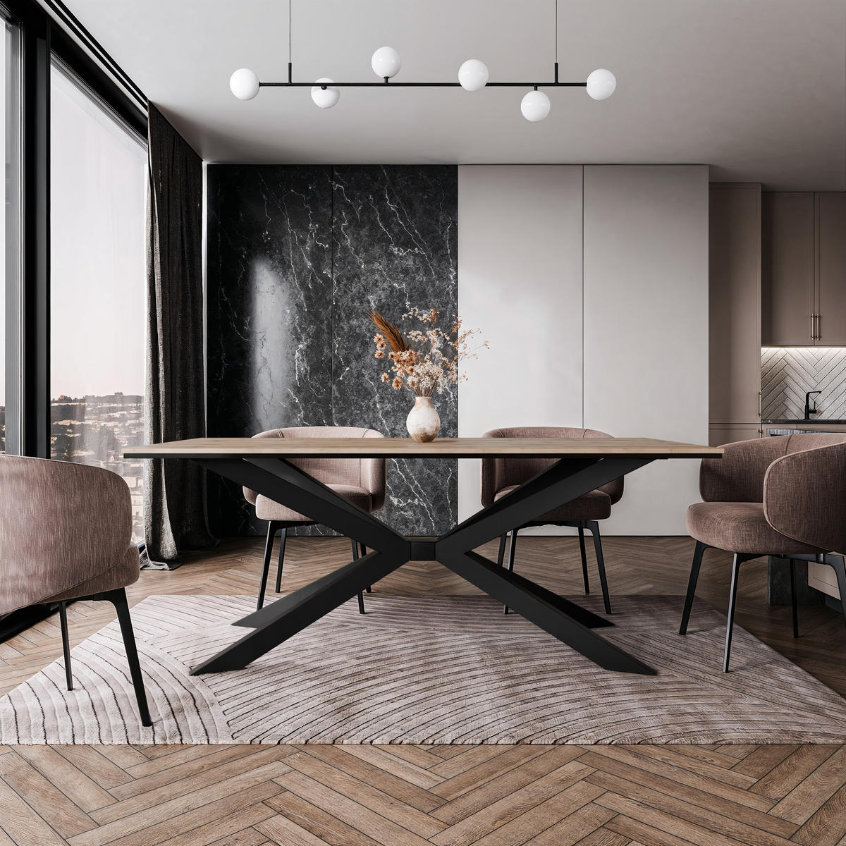 ESSTISCH 190 cm in Wotan - Eiche Wotan, Metall (90/190/76.5cm) - Home Collective