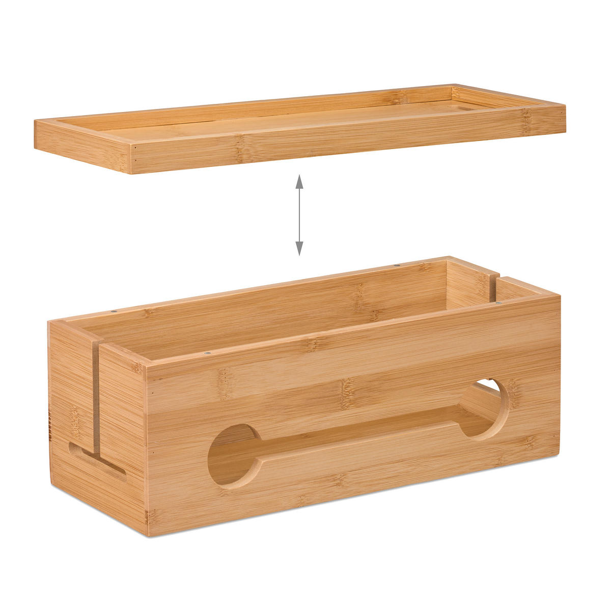 KABELBOX - Hellbraun, Holz (14/34.5/14cm) - Relaxdays