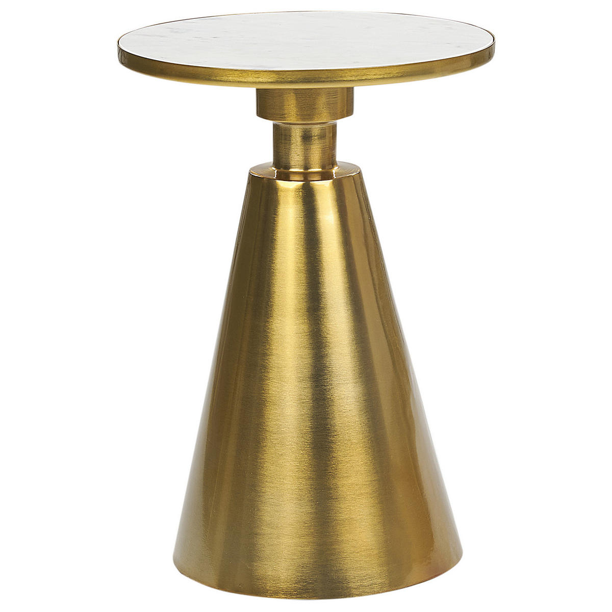 BEISTELLTISCH Metall/Marmor gold/weiß rund 35 cm Andres - Goldfarben/Weiß, Metall (35/35/49cm) - Beliani