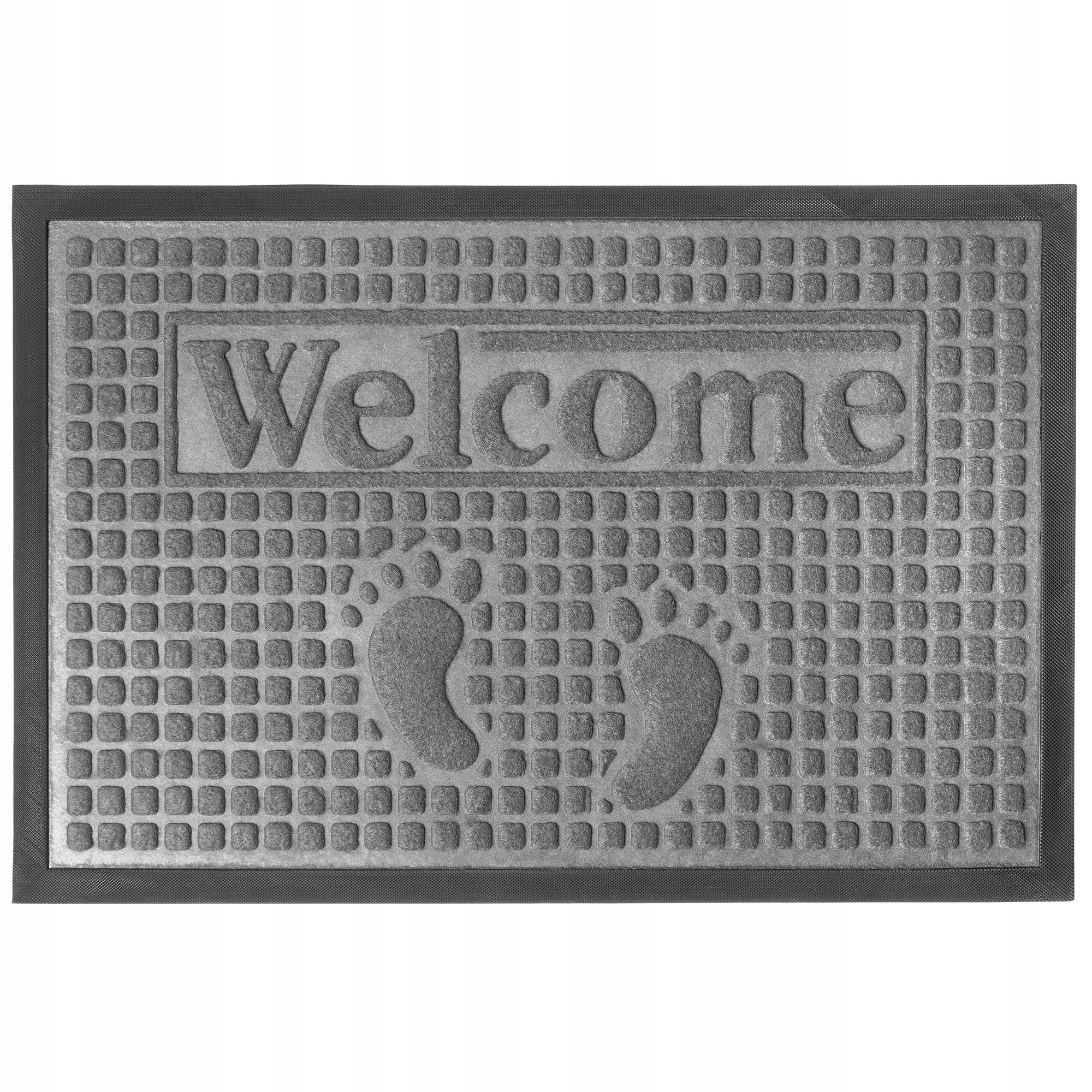 FUSSMATTE „Welcome“, 60 x 40 cm, grau - Grau, Kunststoff (60/40cm) - KADAX