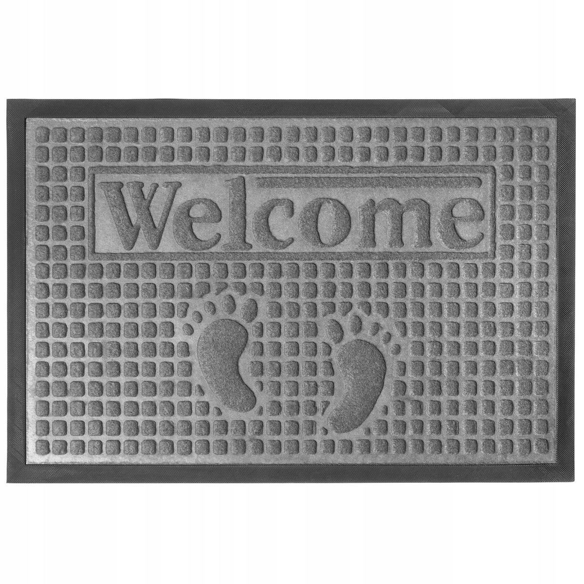 FUSSMATTE „Welcome“, 60 x 40 cm, grau - Grau, Kunststoff (60/40cm) - KADAX