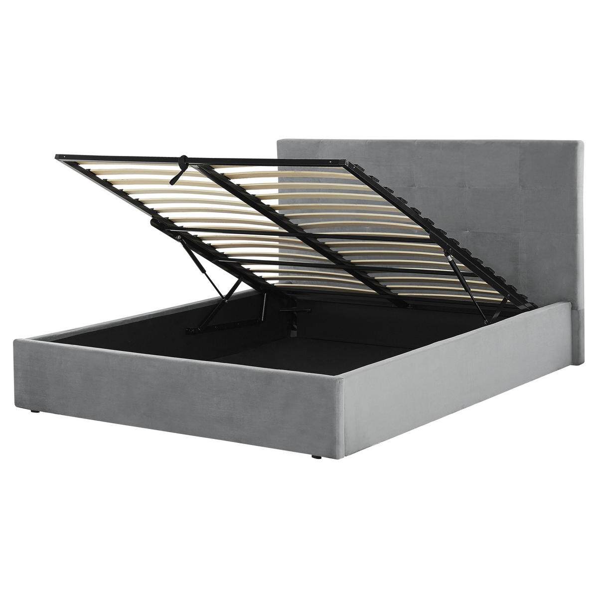 POLSTERBETT 160/200cm Hellgrau Lorient - Hellgrau, Textil (160/200cm) - Beliani