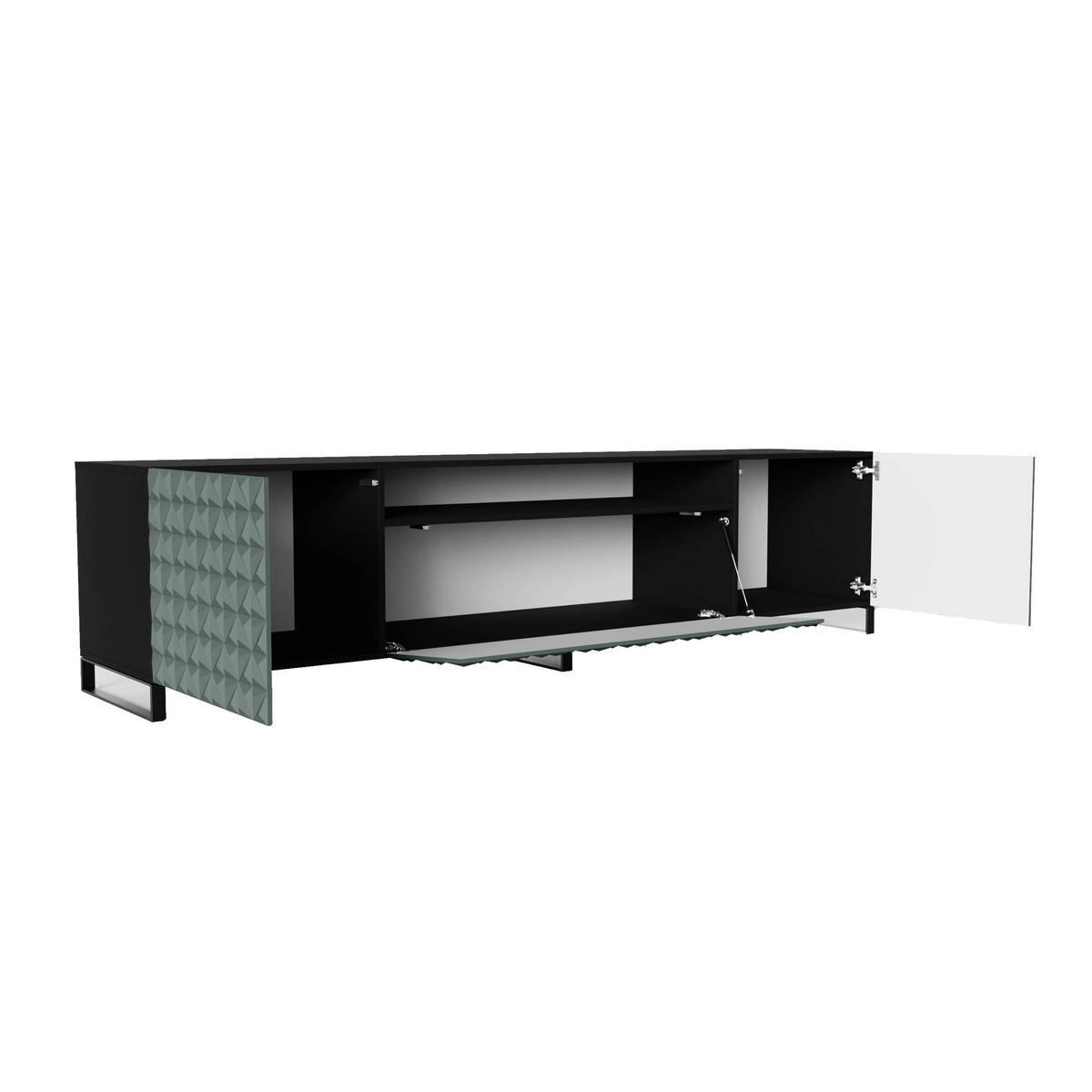 TV-SCHRANK CALI - Schwarz/Grün, Holzwerkstoff (200/53/41cm) - Meblini