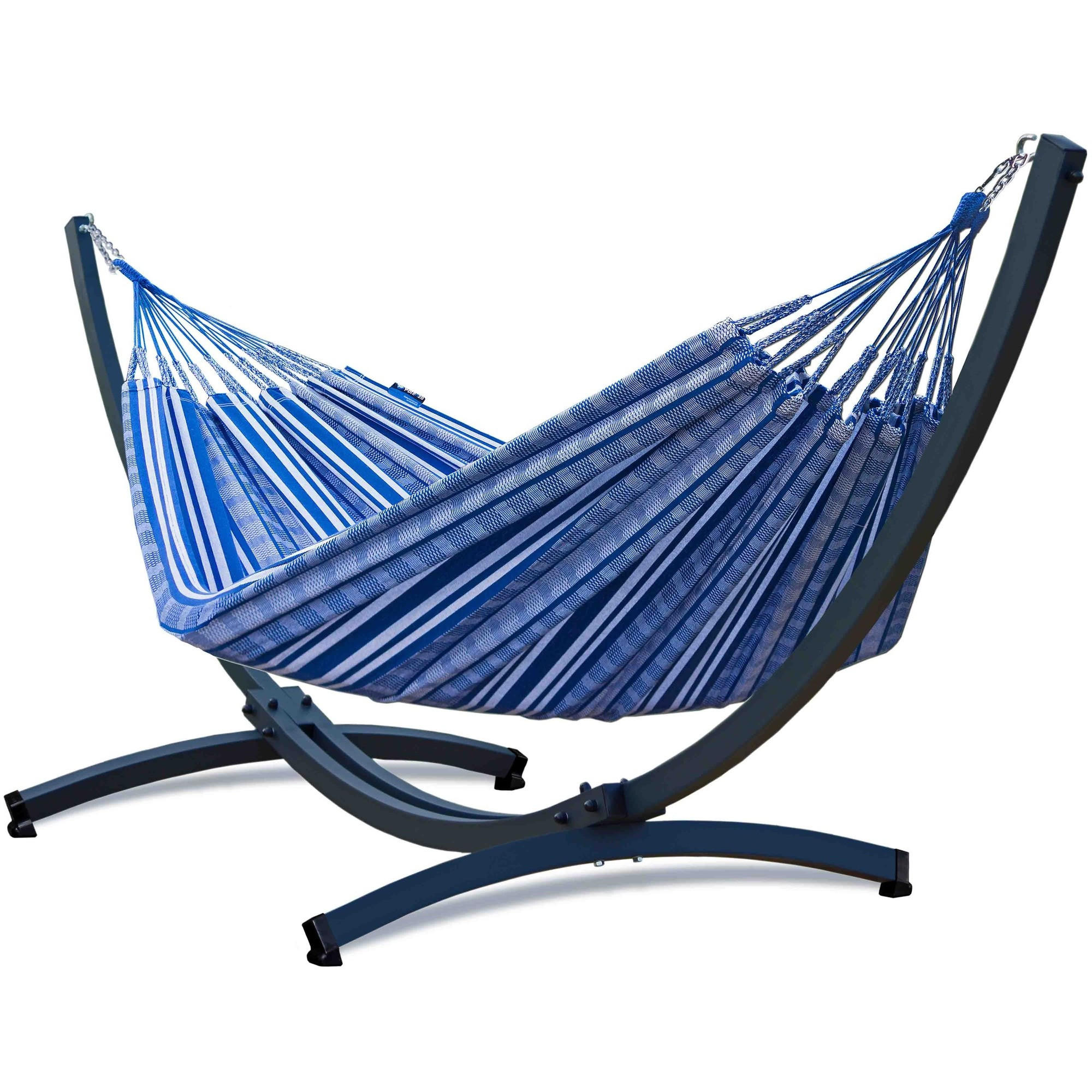 HÄNGEMATTE mit Gestell, 2 Personen, XXL, Tytan Rahmen bis 350 kg, Metall, Pereira Blau, einfache Montage - Blau, Metall (370/130/120cm) - Potenza