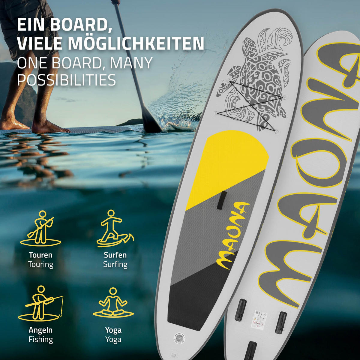 STAND UP PADDLE BOARD Maona Grau - Grau, Kunststoff (308/78/10cm) - ECD-Germany
