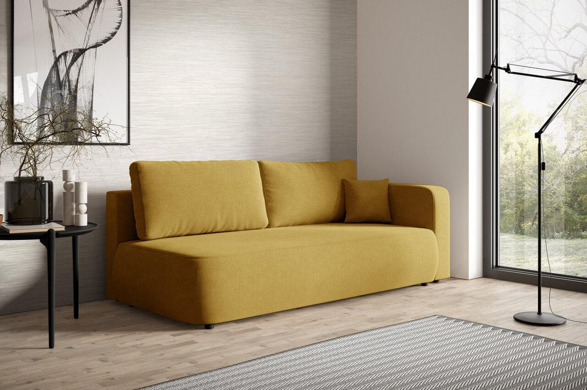 SCHLAFSOFA mit Bettkasten Gelb - Gelb/Schwarz, Holz/Holzwerkstoff (228/82/106cm) - Furnisell