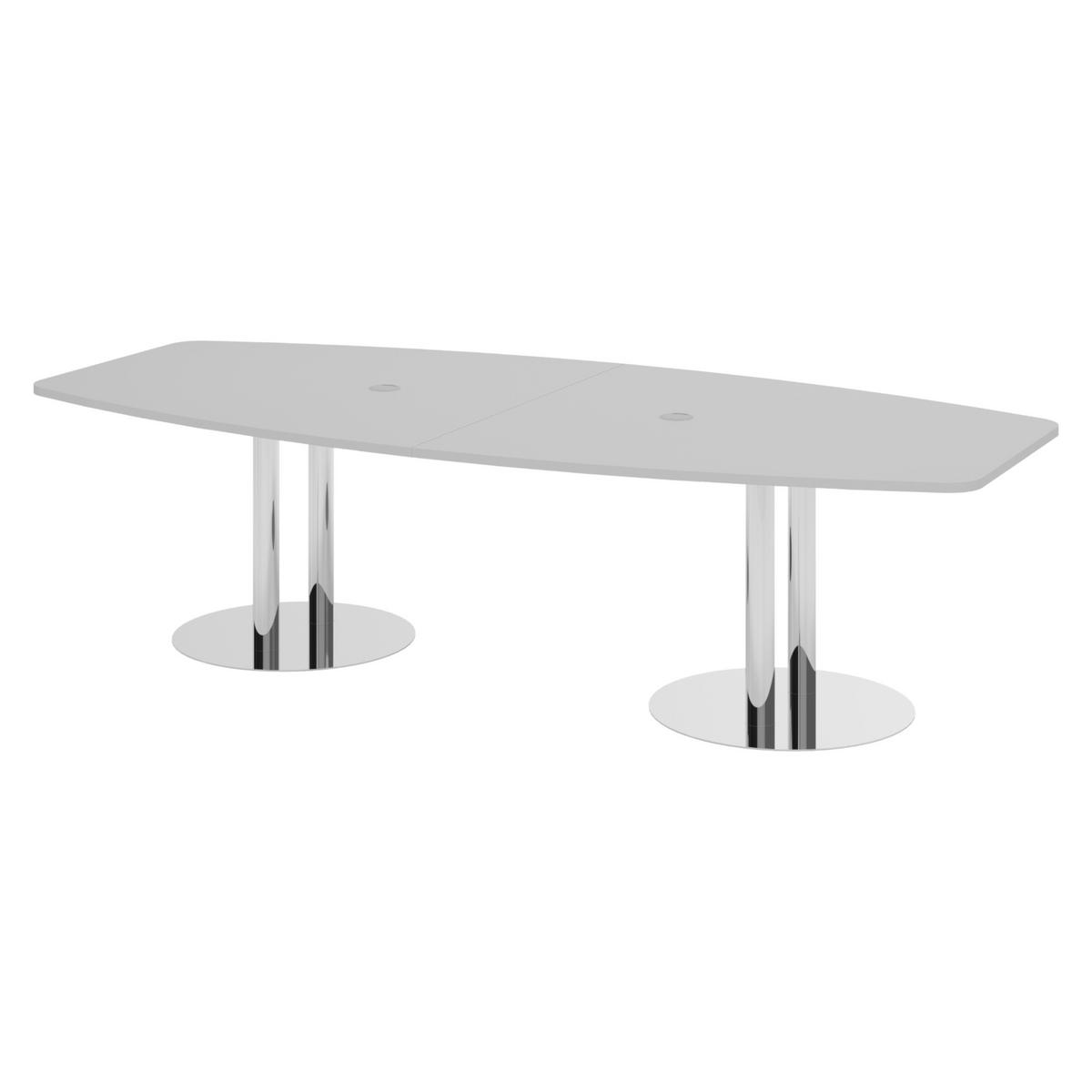 KONFERENZTISCH mittel KT28 130/280/74,5 cm in Grau/Chromsäulen - Chromfarben/Grau, Holzwerkstoff (130/280/74.5cm) - bümö