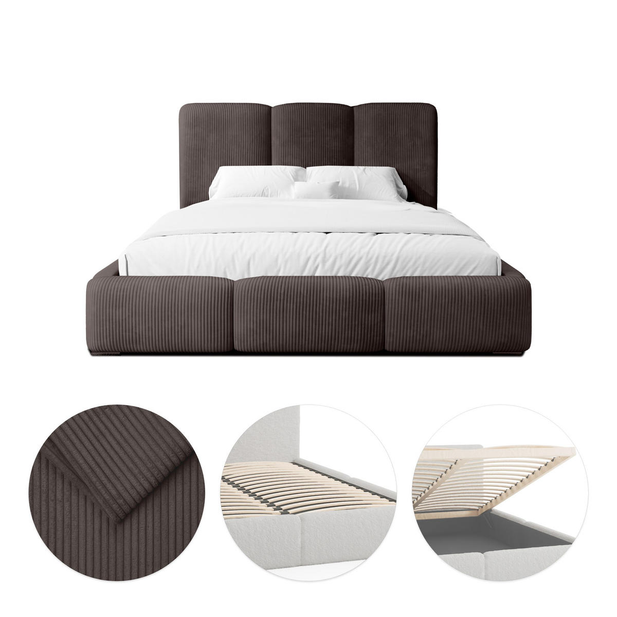 POLSTERBETT Doppelbett Walmer 140x200 cm Dunkelbraun - Dunkelbraun, Textil (140/200cm) - Fedve