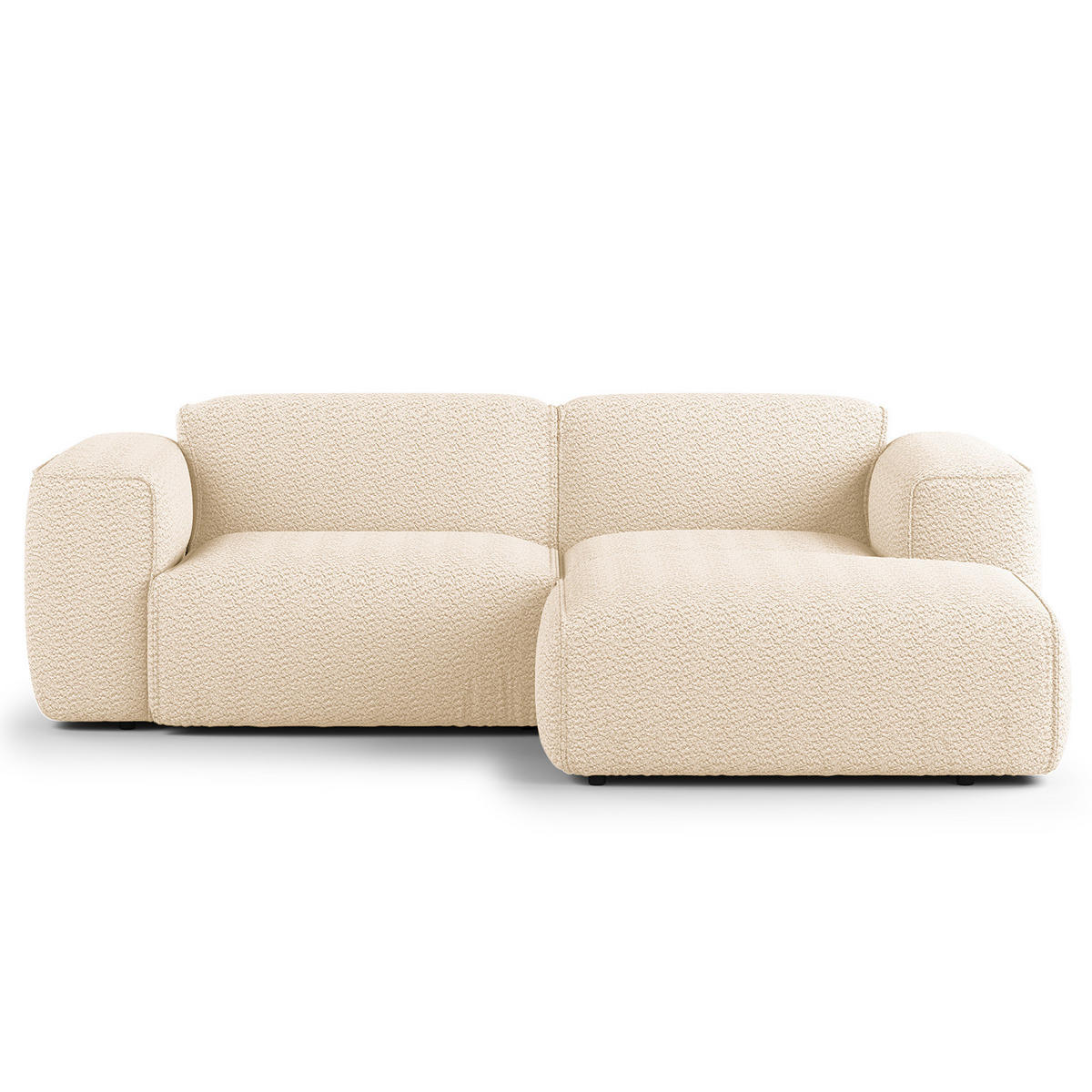 ECKSOFA mit XL-Longchair - Beige/Schwarz, Kunststoff/Textil (260/171cm) - home24