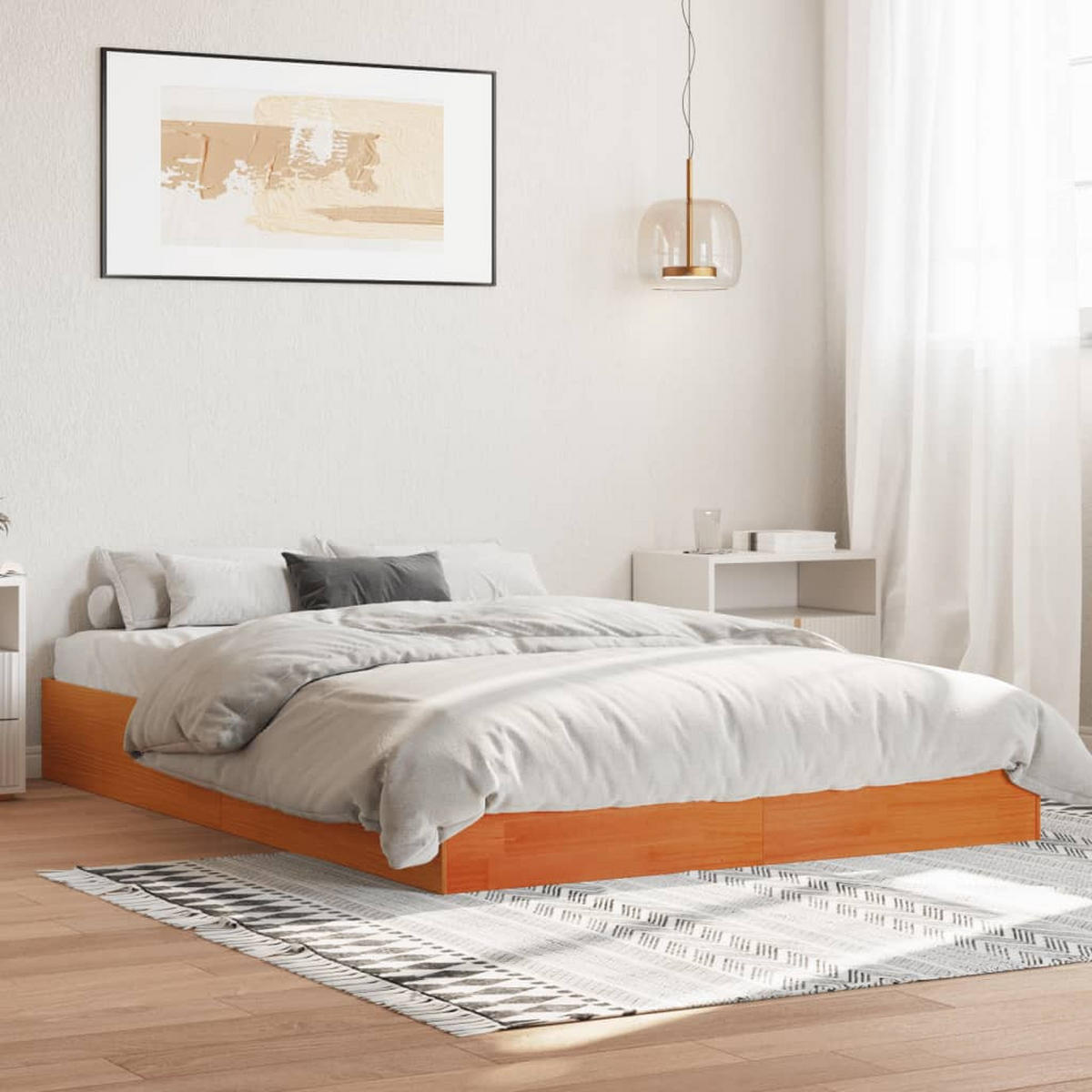 MASSIVHOLZBETT Ohne Matratze Wachsbraun 140/200 Cm Kiefernholz - Braun, Holz (140/200cm) - vidaXL