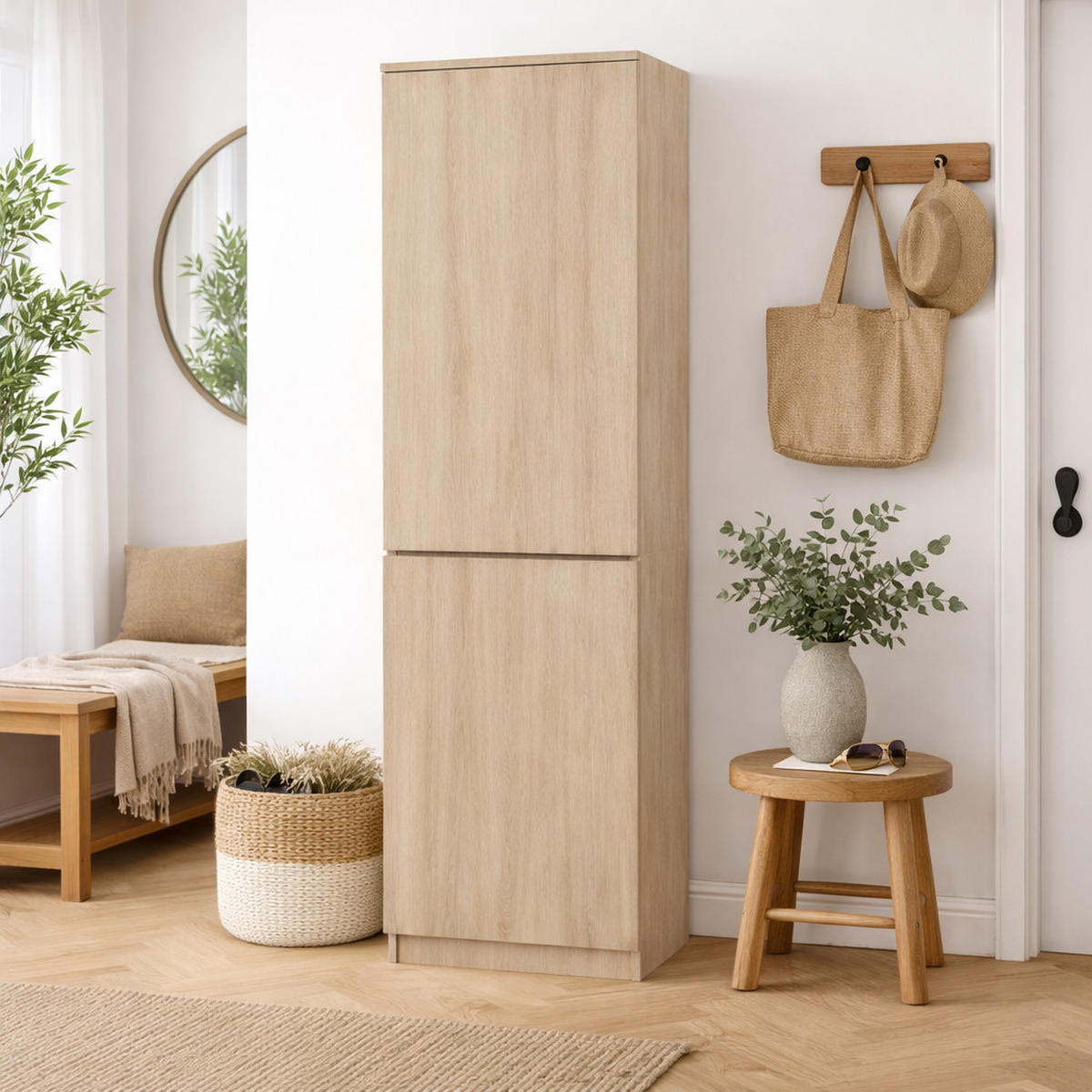 MEHRZWECKSCHRANK 2-türig mit 5 Einlegeböden in Sonoma - Sonoma Eiche, Holzwerkstoff (50/180.5/40cm) - Home Collective