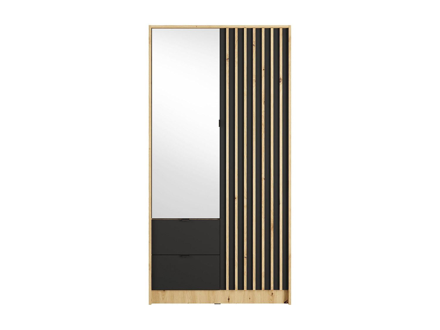 KLEIDERSCHRANK - 101.7 cm x 54.5 cm - Holz, Platte - Anthrazitgrau, Naturfarben Hell - NEROVAL - Anthrazit/Naturfarben, Holz (101.7/200.5/54.5cm) - Vente-Unique