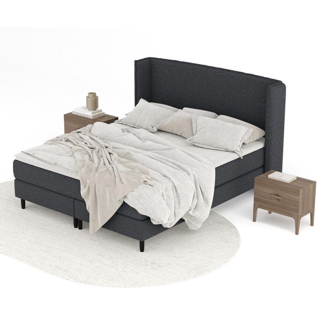 Thumbnail - Maison de Reve Kontinentalbett, Schwarz, Textil, Buche, Kiefer, H3, Höhe ca. 20 cm, 200x200 cm, FSC 100%, Made in EU, Oe...
