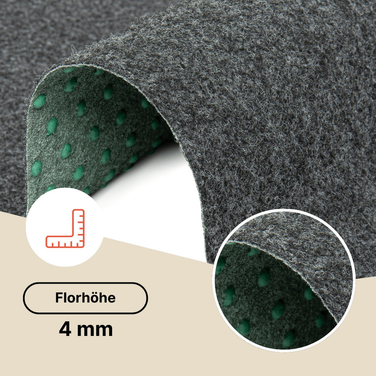 RASENTEPPICH PEMBA Dunkelgrau 100/500 cm - Dunkelgrau, Textil (100/500cm) - Tapiso