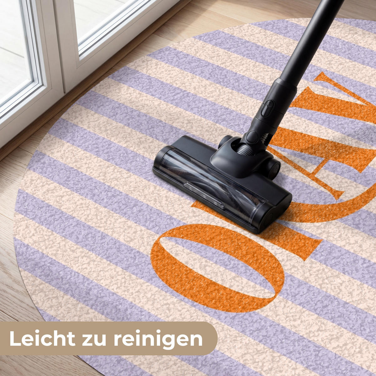 FUSSMATTE Lila – Orange – Streifen – Okay 120x120 cm - Flieder, Kunststoff (120/0.4cm) - MuchoWow