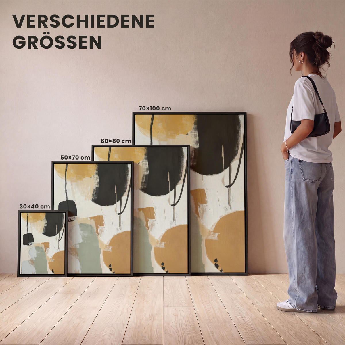 LEINWAND Bilder mit Rahmen - Farbe - Abstrakt - Farben - 30x40 - Currygelb, Textil (30/40cm) - MuchoWow