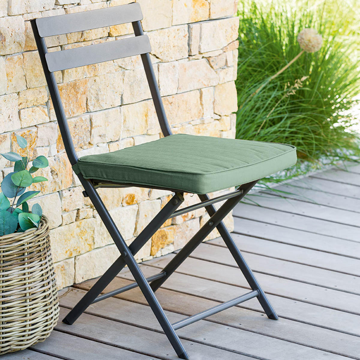 STUHLKISSEN Korai 40/40 cm - Grün, Textil (40cm)