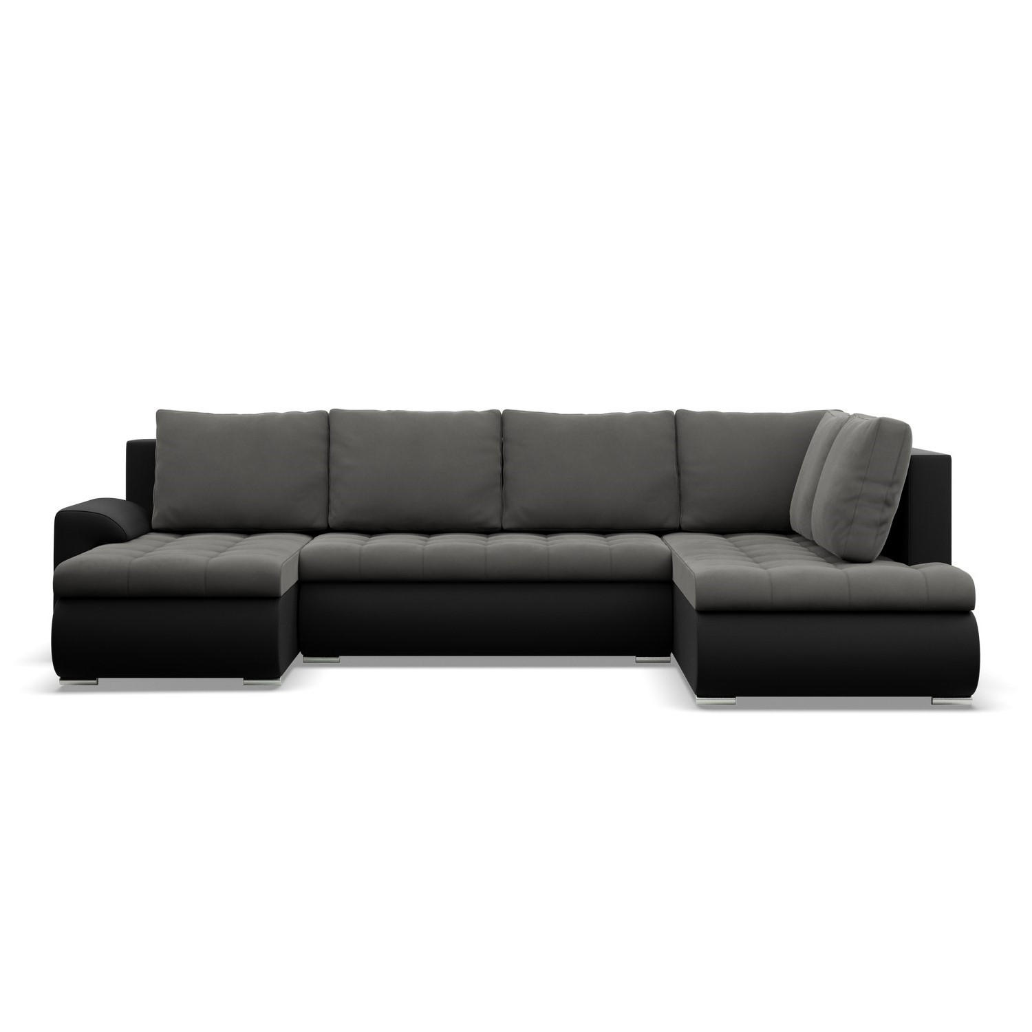 U-SOFA MIT SCHLAFFUNKTION FORESTA, Dunkelgrau + Schwarz - Dunkelgrau/Schwarz, Textil (300/89/200cm)