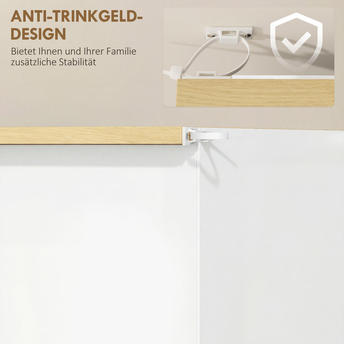 SCHUHSCHRANK DE-09795 3 Fächer für 18 Paar Schuhe Weiß + Braun - Weiß, Holzwerkstoff (72/112/26cm) - ComfortXL