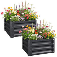 HOCHBEET-SET DE-12214 2er-Set 60/60/30,5 cm mit offenem Boden Grau - Grau, Metall (60/30.5/60cm) - ComfortXL