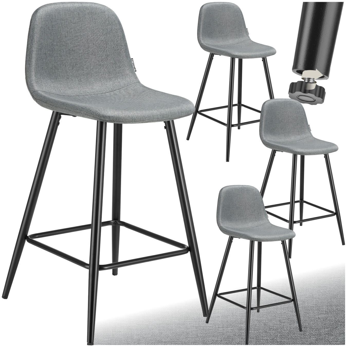 THEKENSTUHL Willow,45 x 48 x 92 cm, Belastbarkeit 120 kg,dunkelgrau/schwarz - Dunkelgrau/Schwarz, Kunststoff (45/92/48cm) - tectake