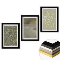 WANDBILDER 3er-Set - 20x30 cm Schwarzer Rahmen - Abstrakte florale Wellenmuster - Schwarz, Kunststoff (20/30cm) - ArtPrintCave