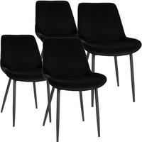 STUHL 4er Set Samt schwarz - Schwarz, Textil/Metall (51/80/60cm) - CLP