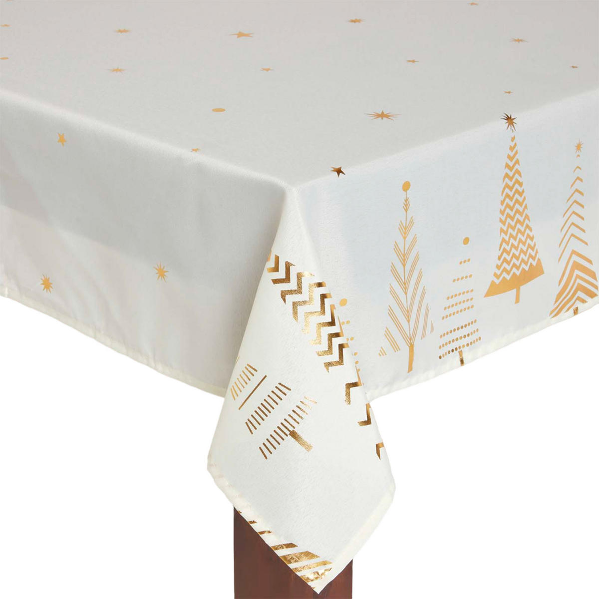 WEIHNACHTSTISCHDECKE creme-gold mit Tannenbaum-Design, 132/274 cm - Creme, Textil (132/274cm) - Homescapes